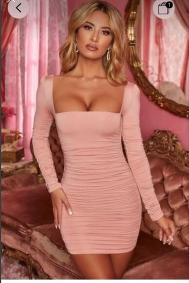 OH Polly Flatter Me Long Sleeve Ruched Bodycon/Bandage Mini Dress (NWT) - Picture 2 of 7